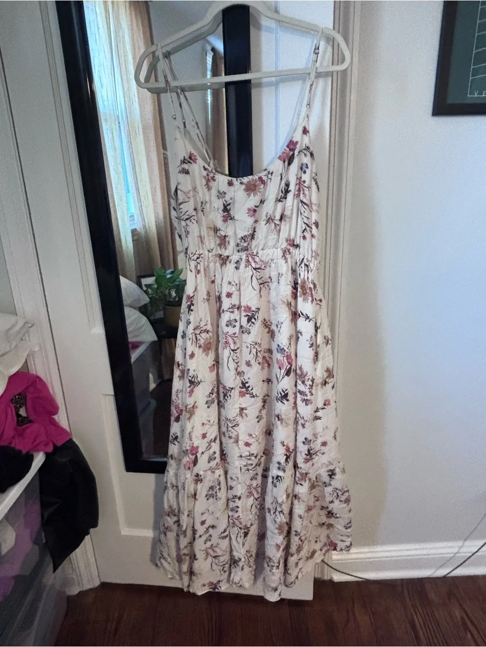 Abercrombie & Fitch Cream Maxi Dress with Pink and Green Floral Print